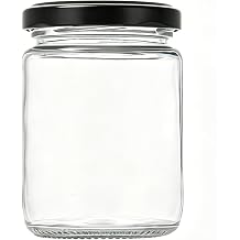 SENTVEND 8Oz Round Glass Jar with Black Metal Lid, Storage Container for Storing Spices Jam Honey