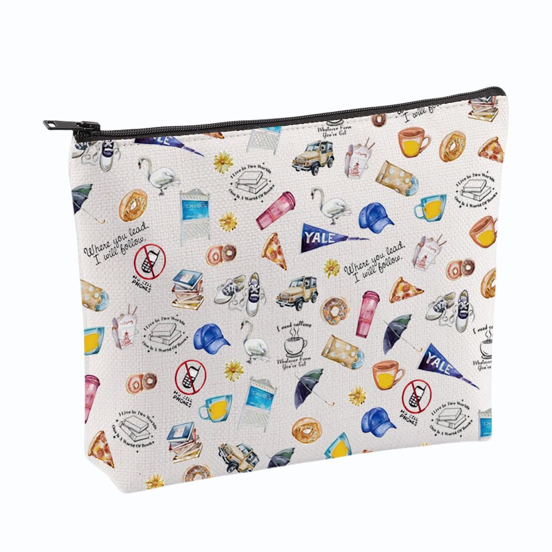 VAMSII Gilmore Inspired Makeup Bag Gilmore Merchandise Gilmore TV Show Gifts Luke’s Fans Gifts for Gilmore Fans Zipper Pouch (beige)