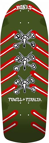 Powell Peralta OG Rat Bones - Tabla de skate verde oliva, 10 x 30