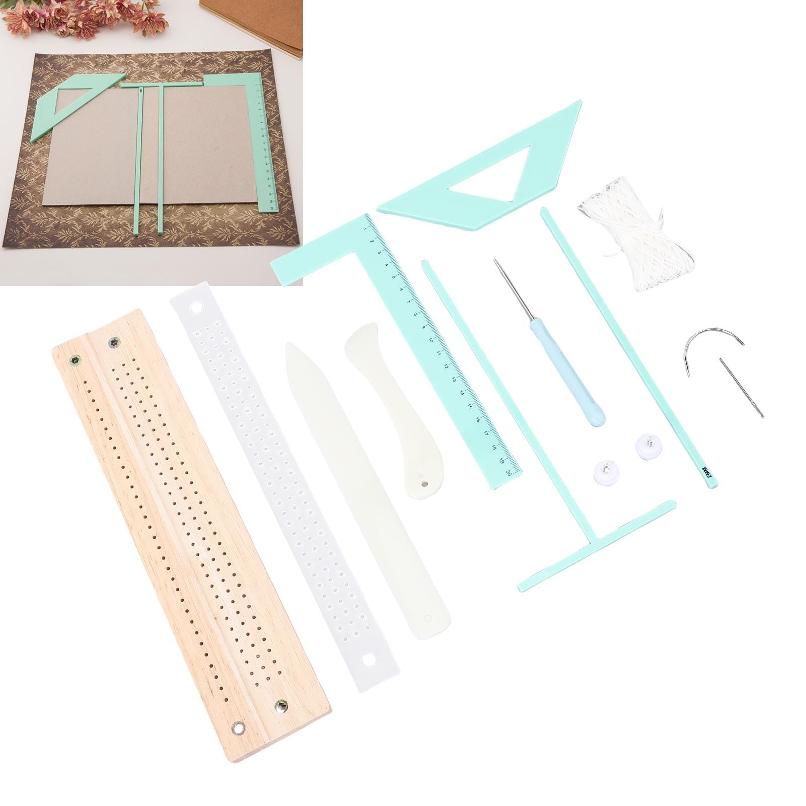 Kit de suministros de encuadernación, juego de herramientas de encuadernación portátil multifuncional para álbumes de recortes, juego de herramientas de