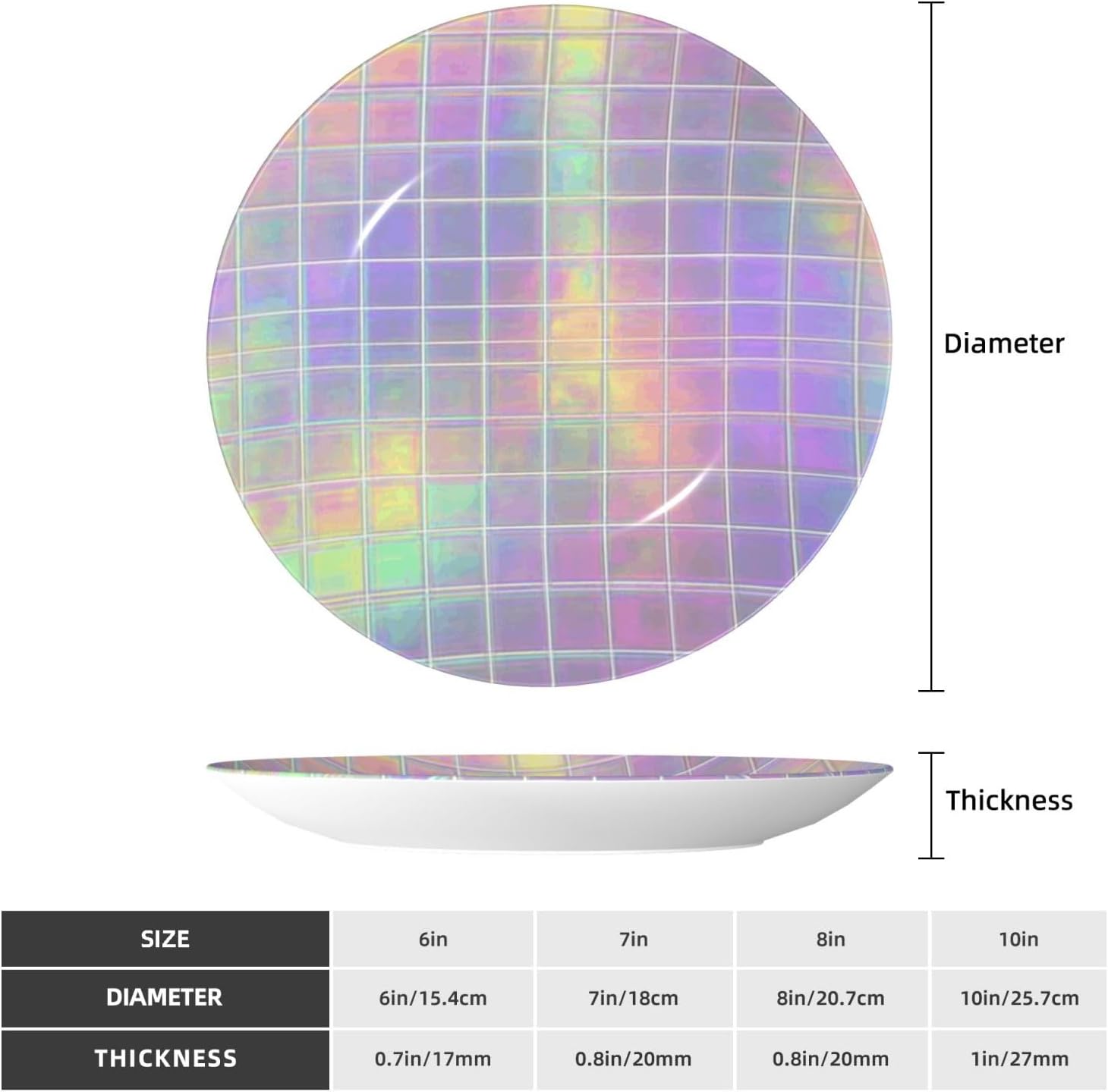 Bone China Decorative Plate with Display Reflective square Ceramic Plates Crafts Art Decor Dessert Plate Ceramic Ornament Porcelain Plates for Living Room Kitchen Table Home Decor