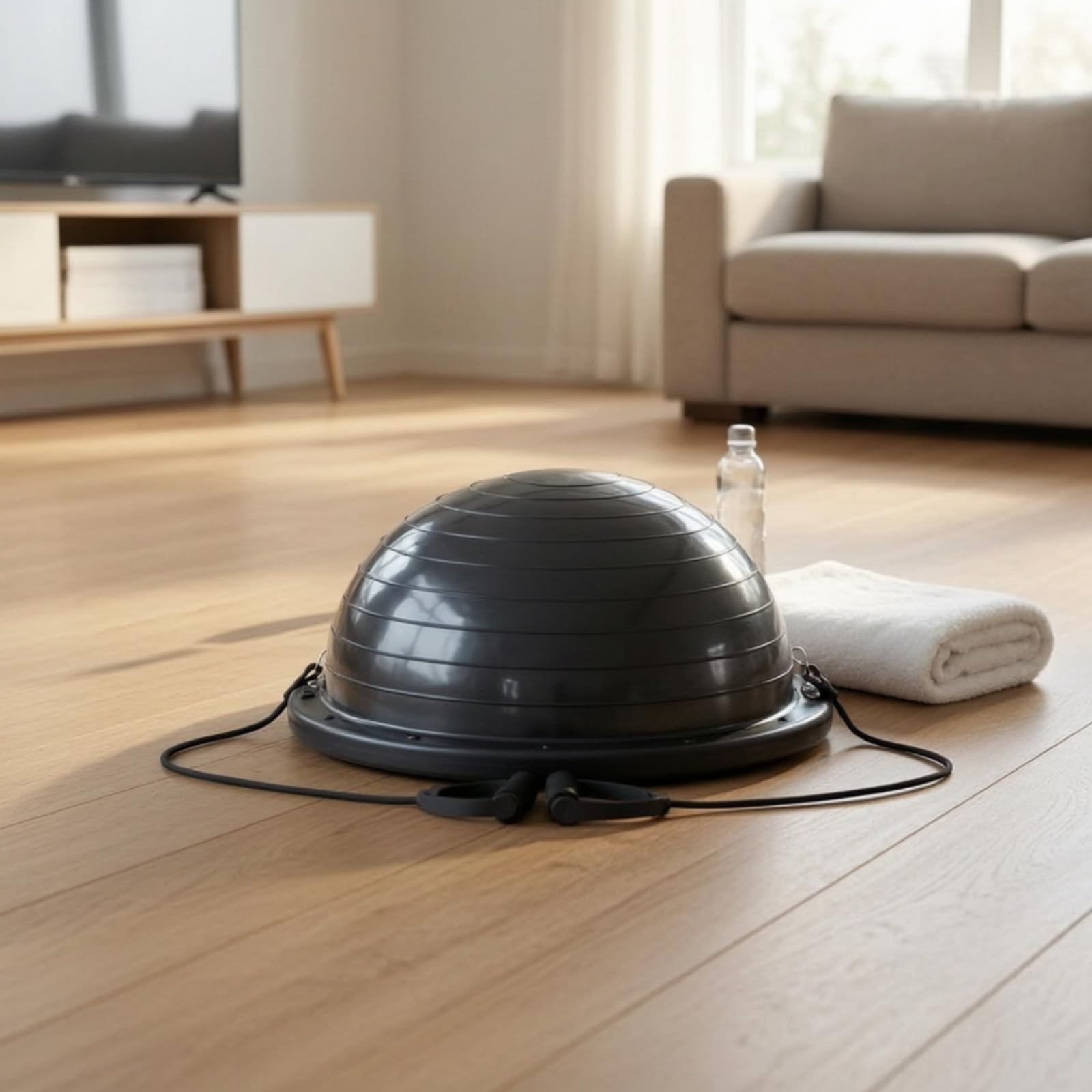 Semisfera di Equilibrio con Fasce di Resistenza Antiscivolo Semisfera Equilibrio con Elastici Durevole Attrezzo da Allenamento per Casa