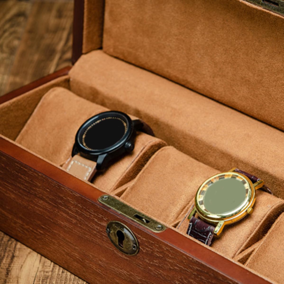 Uhrenbox Schmuckkästchen Braun 1 Stück mit Einzelteilung Schützt Uhr und Schmuck vor Kratzern Dekorative Aufbewahrungs und Displaybox