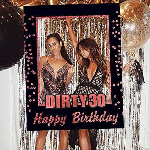 LaVenty Rose Gold Dirty 30 Photo Props 30th Birthday Party Photo Booth Props 30th Birthday Photo Frame Dirty 30 Birthday Photo Frame Cover