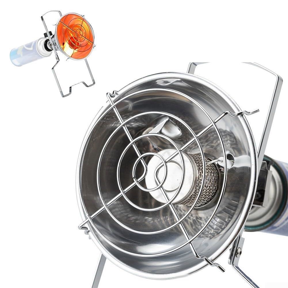 Stufa a gas portatile per uso esterno – Riscaldatore a gas propano butano con uscita 1,0 kW, fornello da campeggio in acciaio inox, compatto, 15,5 x 15,5 x 22,1 cm