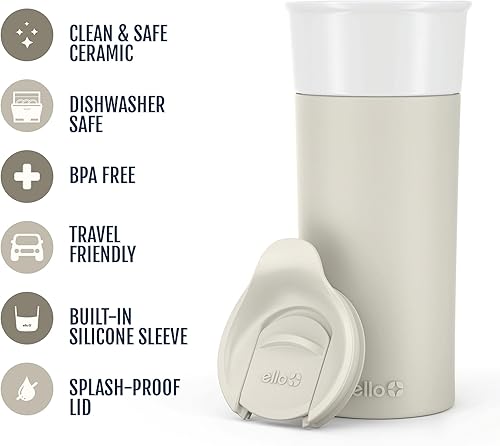 Vista 10 de Termo de viaje Ogden de Ello, de cerámica sin BPA, con tapa, 16 oz Violeta intenso