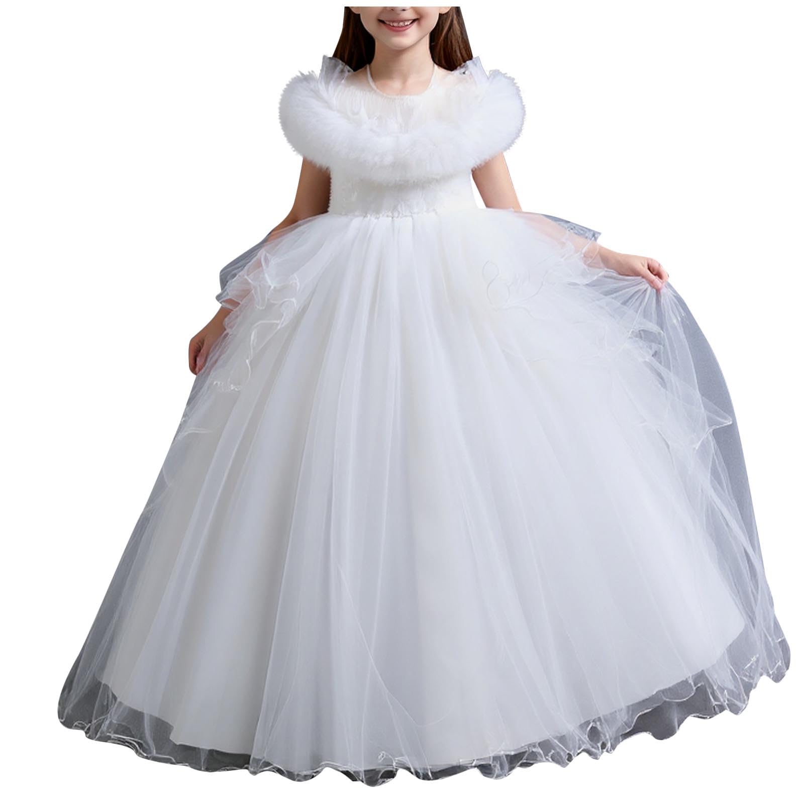 Kinder Kleider Kurzarm Einfarbig Sommerkleid Elegant Festlicheskleid Ärmellos Prinzessin Kleid Kleider für Mädchen Tutu Dress Tüllkleider Mädchenkleid Netz Tüllrock Freizeitkleid 4-14 Jahre