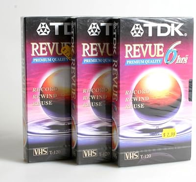 TDK T-120 REVUE STANDARDS GRADE VHS VIDEO CASSETTE TAPE 6 HRS, SET OF 3