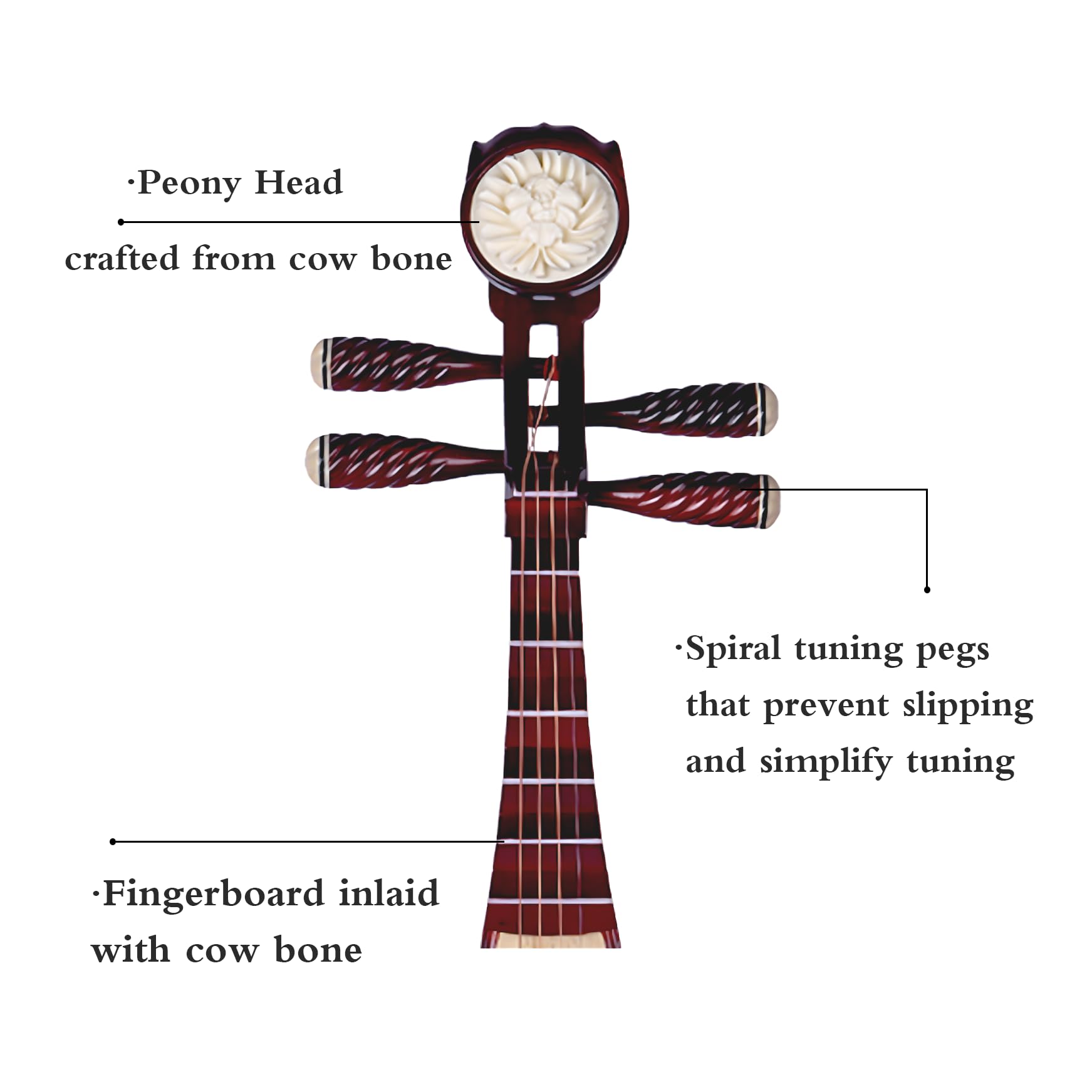 MUYIYANG Selected Hardwood Chinese Lute Pipa Instrument, Set for Beginner,Chinese National Traditional Stringed Instrument - Image 2