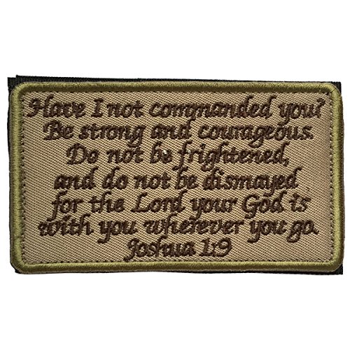 SpaceAuto Joshua 1:9 Tactical Morale Desert Badge Embroidery Hook & Loop Emblem Patch 3.93
