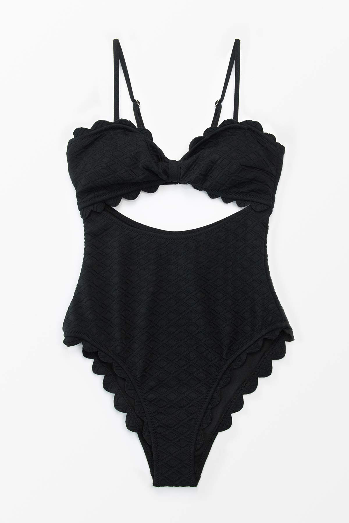 CUPSHE Women's One Piece Swimsuit Sexy Black Cutout Scallop Trim Bathing Suit Buy Online in UAE
