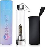 Vista 13 de ChezMax Botella de agua en cristal con centro de cristal natural intercambiable