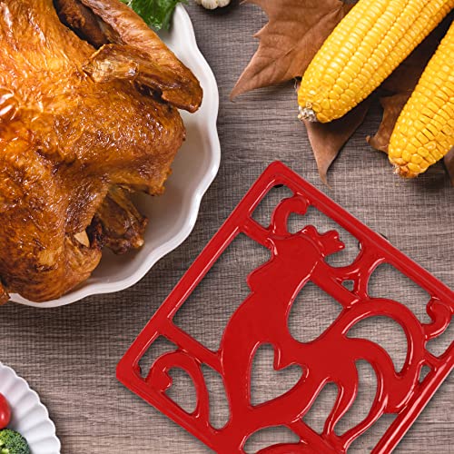 Minluful Cast Iron Trivet - Vintage Metal Trivet For Hot Dishes, Farmhouse Kitchen Countertop Heat Resistant Trivet Mat For Hot Pots And Pans, Red #TOP1