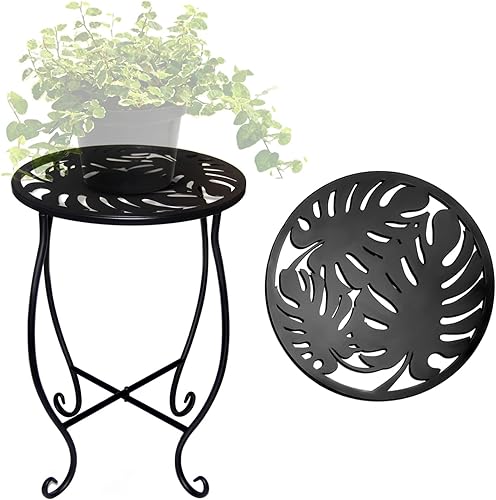 Soporte de metal para plantas de 15 pulgadas de alto, soporte redondo de 8 pulgadas de ancho para maceta, soporte de plantas de hierro inoxidable