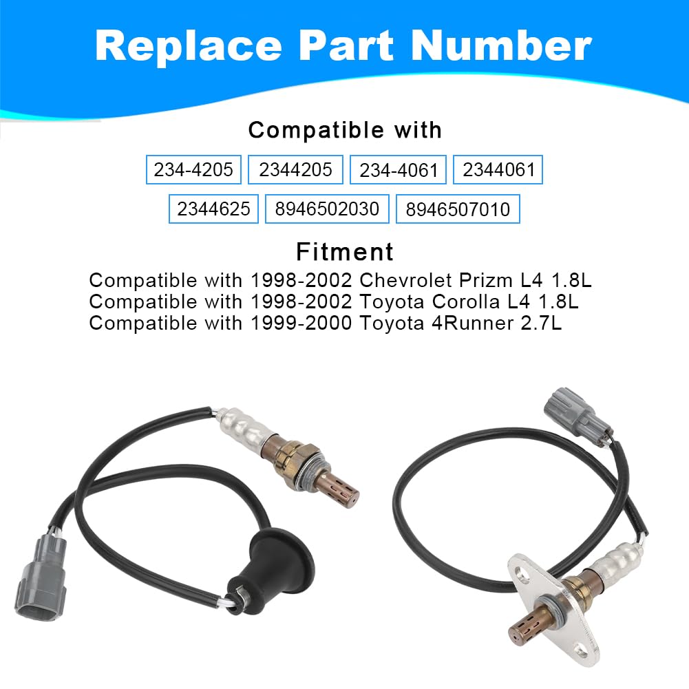 JDMON 2PCS O2 Oxygen Sensor Upstream Downstream Replacement for 1998-2002 Toyota Corolla, Chevrolet Prizm L4 1.8L Compatible with 234-4205, 234-4061