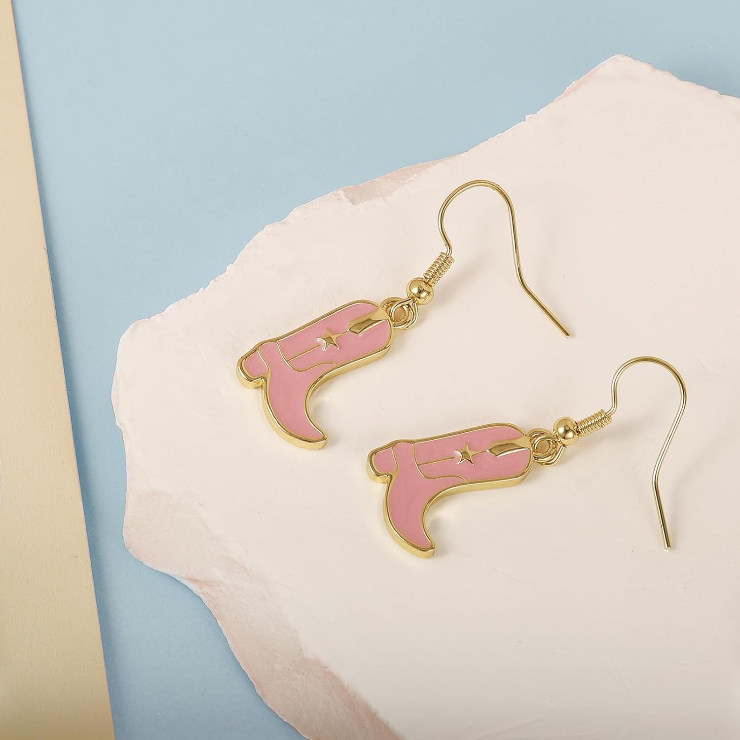 Cowgirl Dangle Cowboy Boot Earrings - Coastal Rodeo Dangling Drop Gold Western Jewelry for Women - Image 6