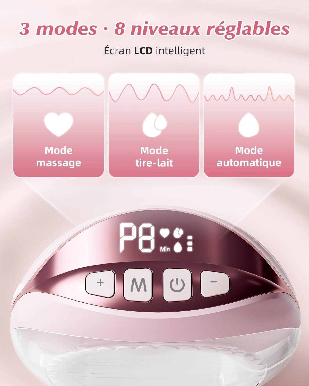 KISSBOBO Coffret cadeau Tire Lait Electrique Ultra plat | 3 Modes 8 Niveaux, Main Libre Double, super silencieux pour un pompage discret (Crème 2 Pièces)