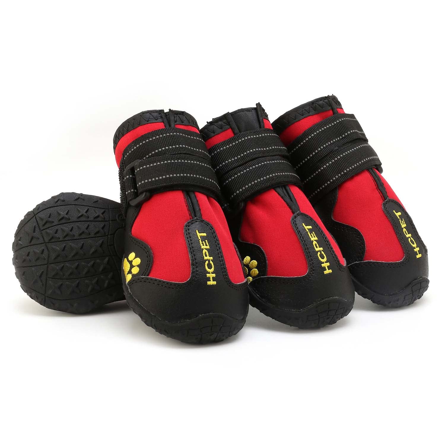 Bottes de Chien Protecteurs de Patte Imperméable Semelles Antidérapantes Chaussures d'hiver pour Chien avec Sangles Réfléchissantes pour Marcher Courir Pluie Neige Temps Froid