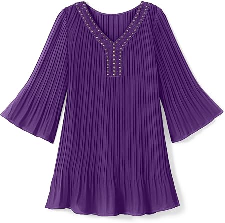 Woman Within Plus Size Embellished Pleated Blouse
