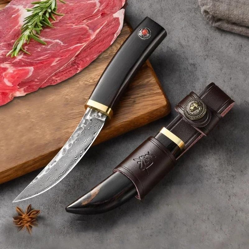 Meat Cleaver,Cleaver Knife Damascus Steel Forging Knife, Ebony Handle, Portable High Hardness Carving Knife Outdoor Camping Barbecue Knife, LAMAJIGA5844
