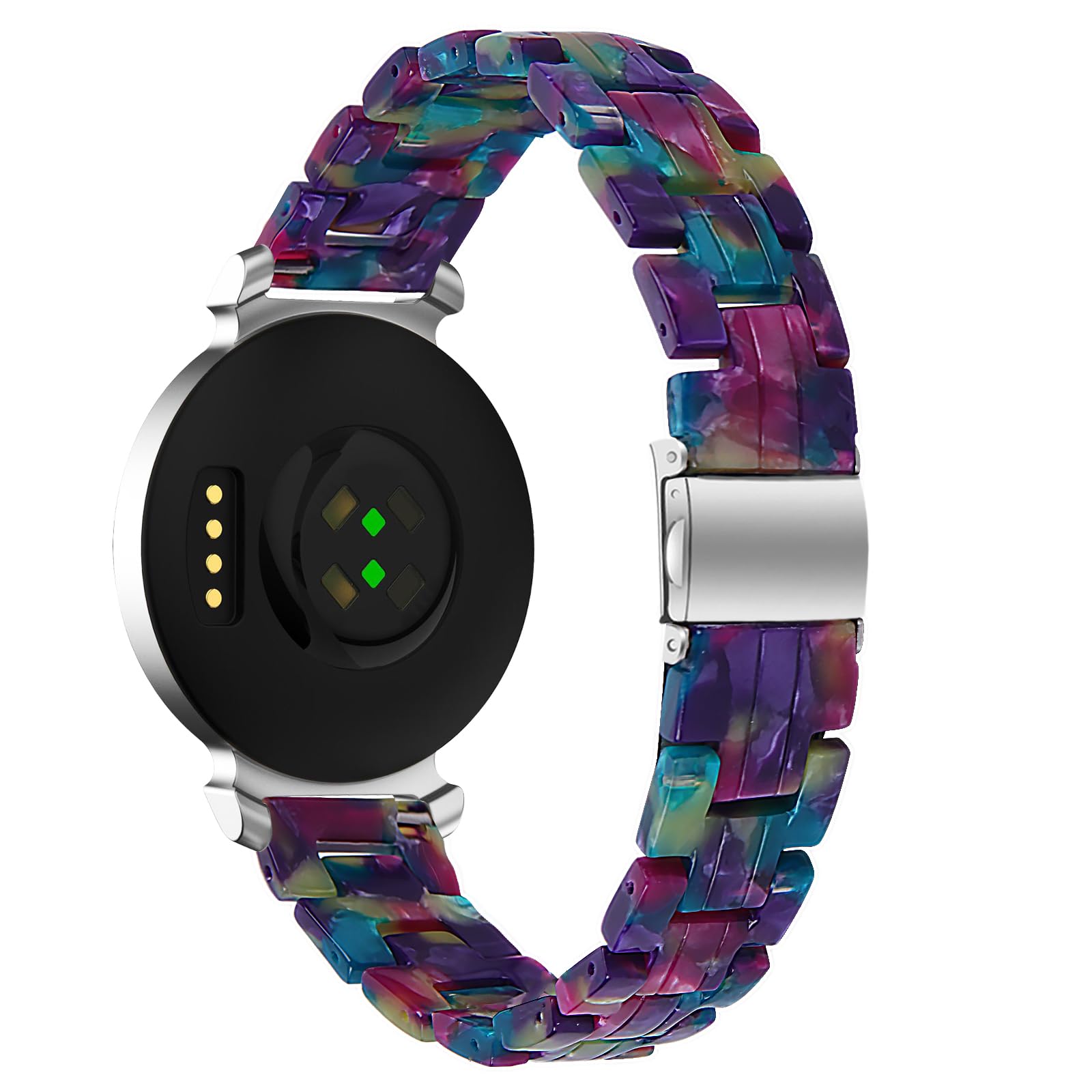 AISPORTS Compatible for Garmin Lily 2 Strap Resin for Women Men, 14mm Adjustable Solid Lightweight Crystal Resin Sport Wristband Metal Buckle Bracelet Replacement Strap for Garmin Lily 2 Smart Watch