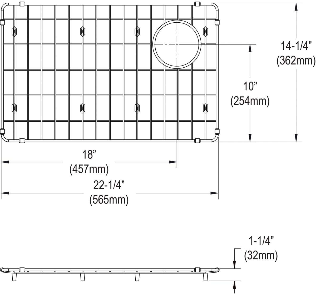 Elkay Crosstown CTXBG2214 Stainless Steel 22-1/4" x 14-1/4" x 1-1/4" Bottom Grid