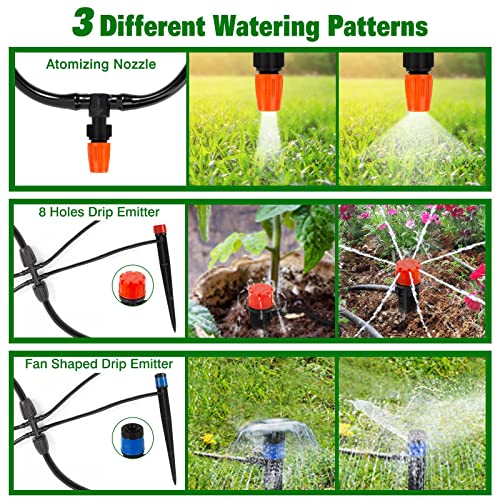 Drip Irrigation Kit, 164Ft/50M Garden Watering System, Greenhouse Patio Irrigation System, Automatic Irrigation Equipment Kits, Blank Distribution Tubing Hose Adjustable Nozzle (11Mm/0.43", 7Mm/0.27") #TOP2