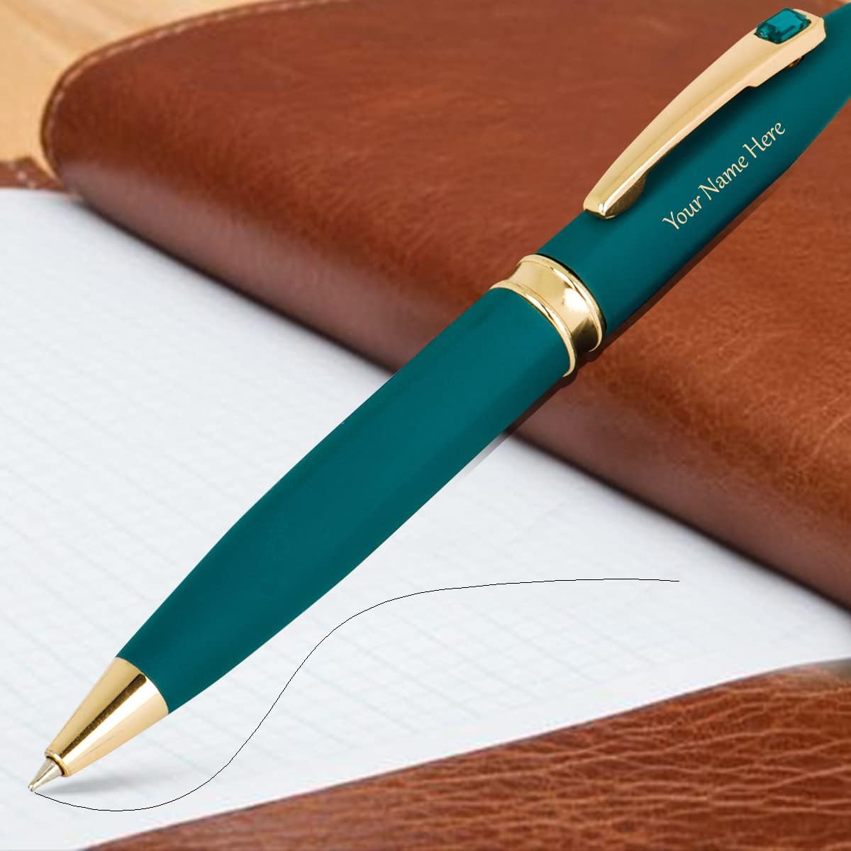 Roshfort Luxury Pen - Customized Personalized Pens with Company Name Logo - Elegant Writing Instrument for Corporate Gifts. WhatsApp +91 9631056748 (Italic Green)