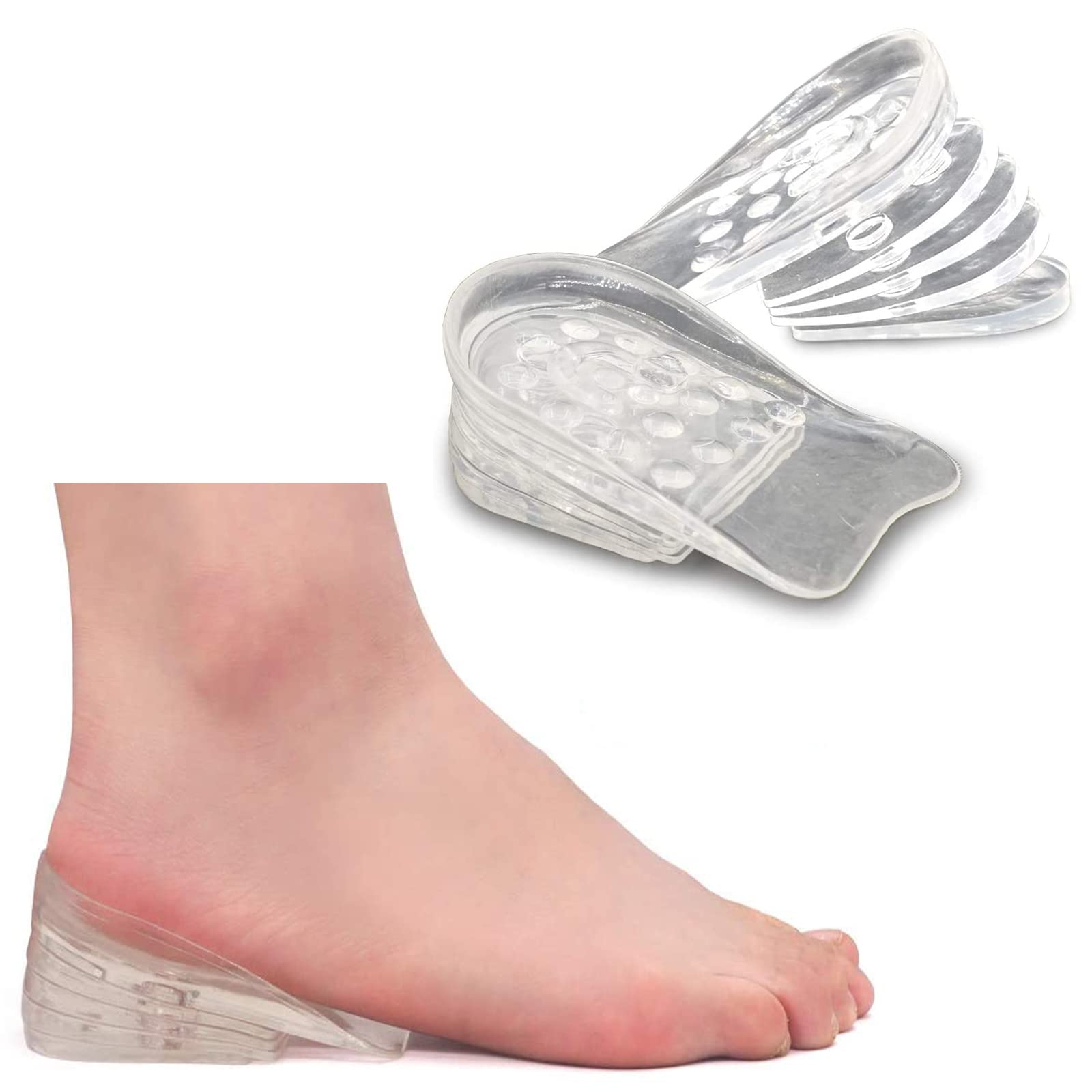 BaetuyHeight Increase Insoles, Adjustable 5-Layer Silicone Heel Cushion Inserts for Men and Women, Gel Shoes Heel Lifts Inserts for Leg Length Discrepancy, Elastic Shock Absorption Pads - (1.2"Height)