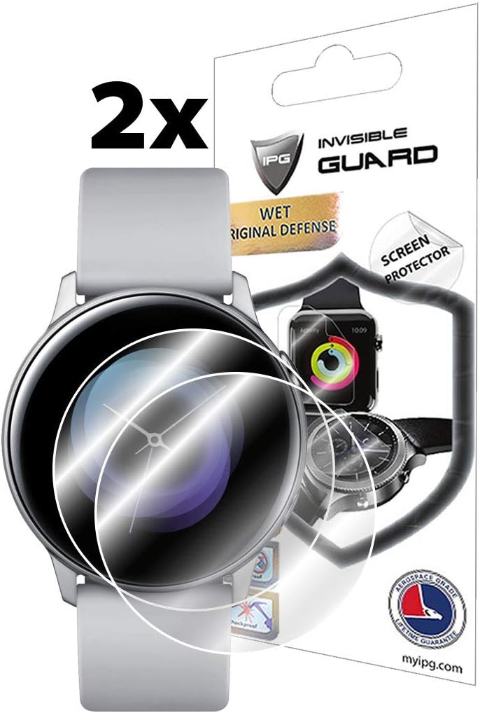 IPGIPG for Samsung Galaxy Watch Active 2 40mm / Active 2 Aluminum 40mm Screen Protector (2 Units) Invisible Ultra HD Clear Film Anti Scratch Skin Guard - Smooth/Self-Healing/Bubble -Free