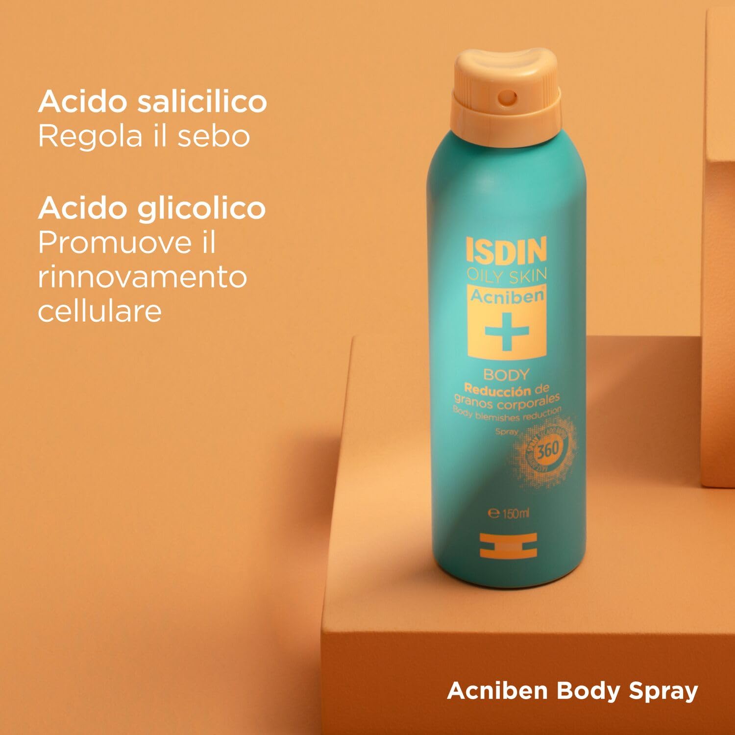 ISDIN Acniben Body Spray (150 ml) | Spray Corpo per Brufoli ad Asciugatura Rapida | Consigliato per Pelli Grasse con Tendenza Acneica