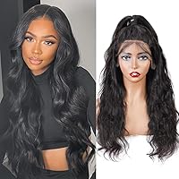 Vista 8 de Pelucas de cabello humano con encaje frontal de 13 x 4 para mujeres negras, cabello humano brasileño ondulado de 12 pulgadas (color natural)