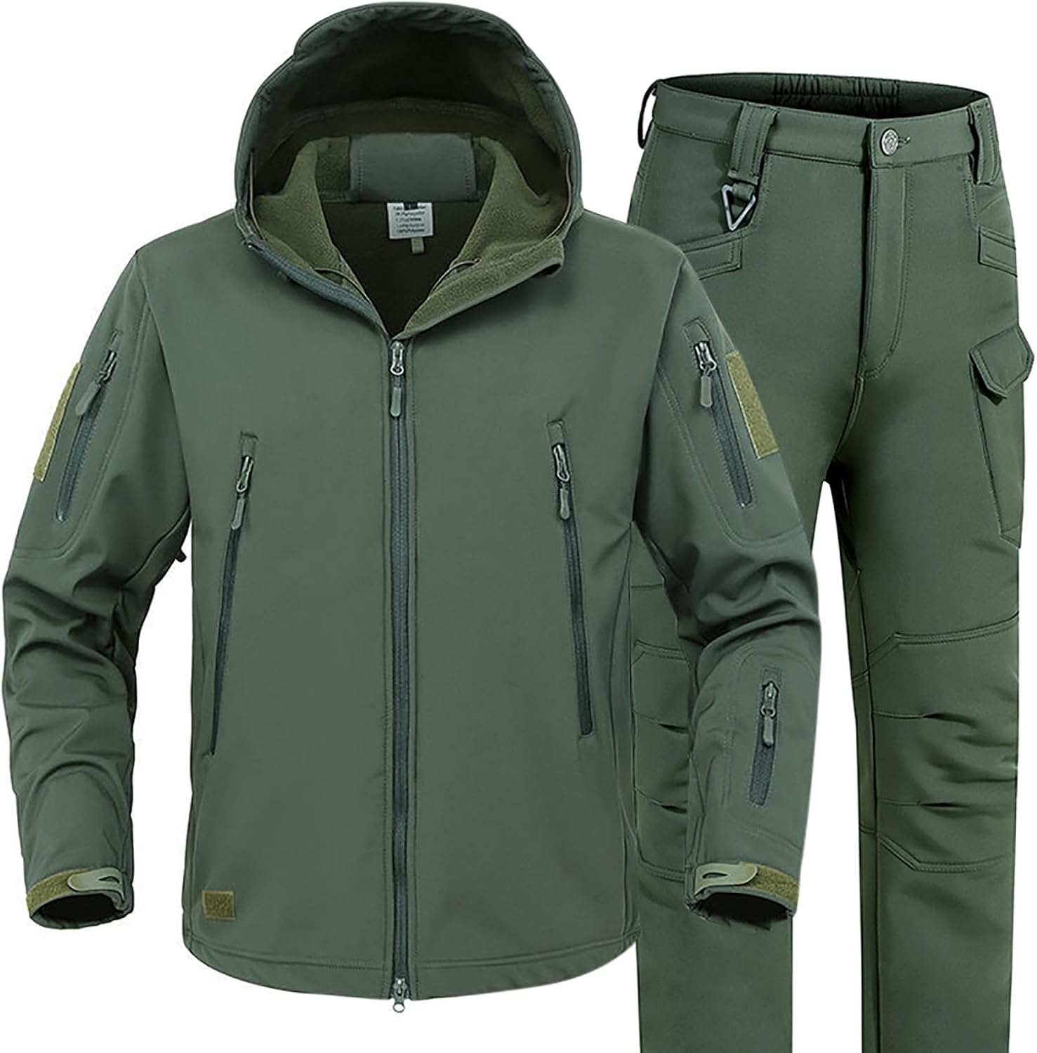 Cambkatl Cargo Tracksuits for Men Waterproof Zipper Hooded Jacket Outdoor Hiking Pants Tactical Suit 2 Piece Camp Outfits