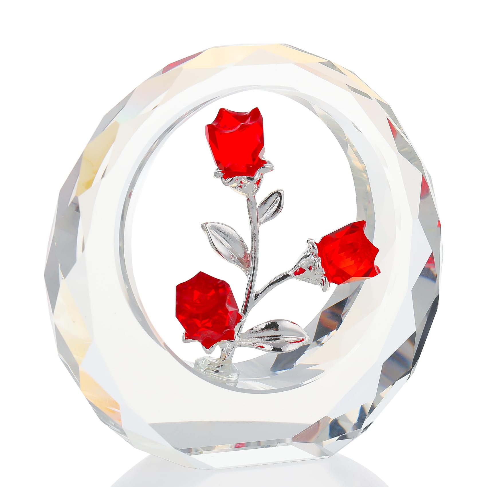 Amazon.com: Crystal Red Rose Bouquet Figurines Glass Flowers with 