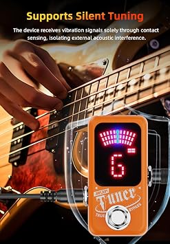 JT-1 Guitar Tuner Pedal, High-Precision Chromatic Tuner with 1 Cent Accuracy, Silent Tuning & True Bypass, Fast Response LED Display for Electric Guitar, Bass & Pedalboards, 9V DC/USB 5V