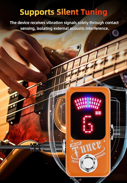 JT-1 Guitar Tuner Pedal, High-Precision Chromatic Tuner with 1 Cent Accuracy, Silent Tuning & True Bypass, Fast Response LED Display for Electric Guitar, Bass & Pedalboards, 9V DC/USB 5V
