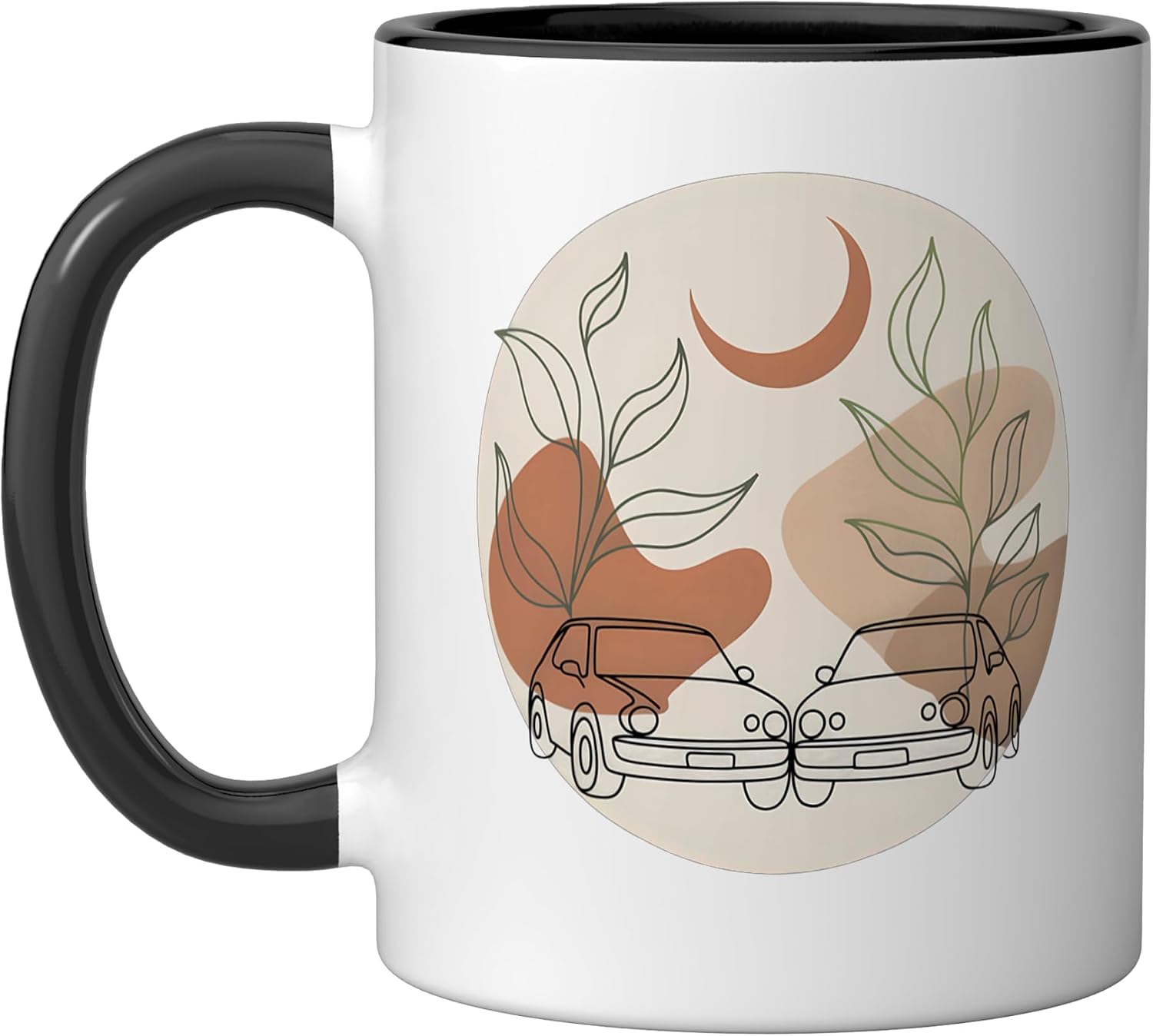 Vintage Hatchback Cars Minimalist Lifestyle Ceramic Mug, White, 15oz image 4