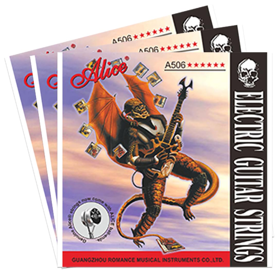 ALICE A506 Electric Guitar String Set, Plated Steel Plain String, Nickel Plated Alloy Winding PACK OF 3-image-17