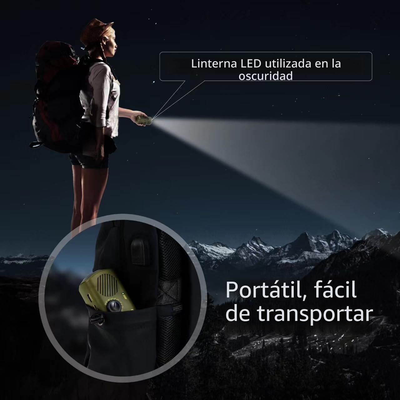 Radio solar de emergencia URPRO, radio portátil de manivela con AM/FM, batería externa recargable 3000mAh, alarma SOS, linterna LED, cargador USB para teléfono móvil, para camping y senderismo
