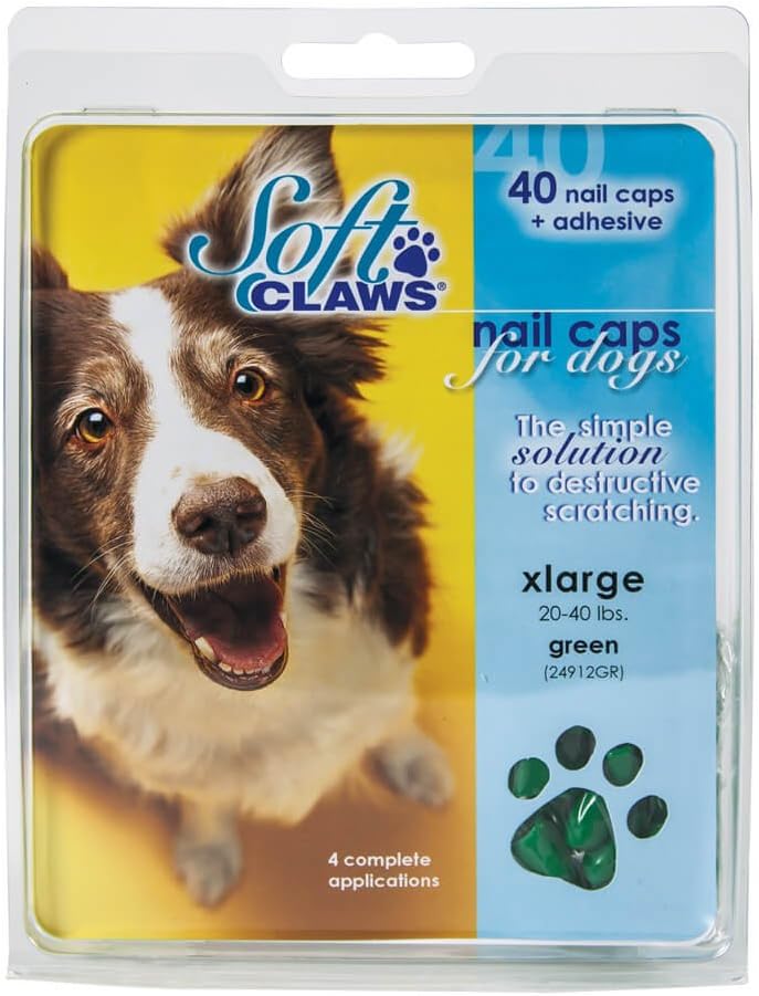 Smart Practice 40 Count Soft Claws Nail Caps for Dogs, X-Large, Green