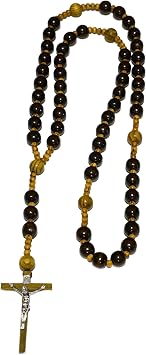 col-p Handmade Super Holy Big Mix Beads Sanctified Rosario Natural Catholic Wood Chain Jesus Cross XL Large Wall Christian Rosary Black, Wood