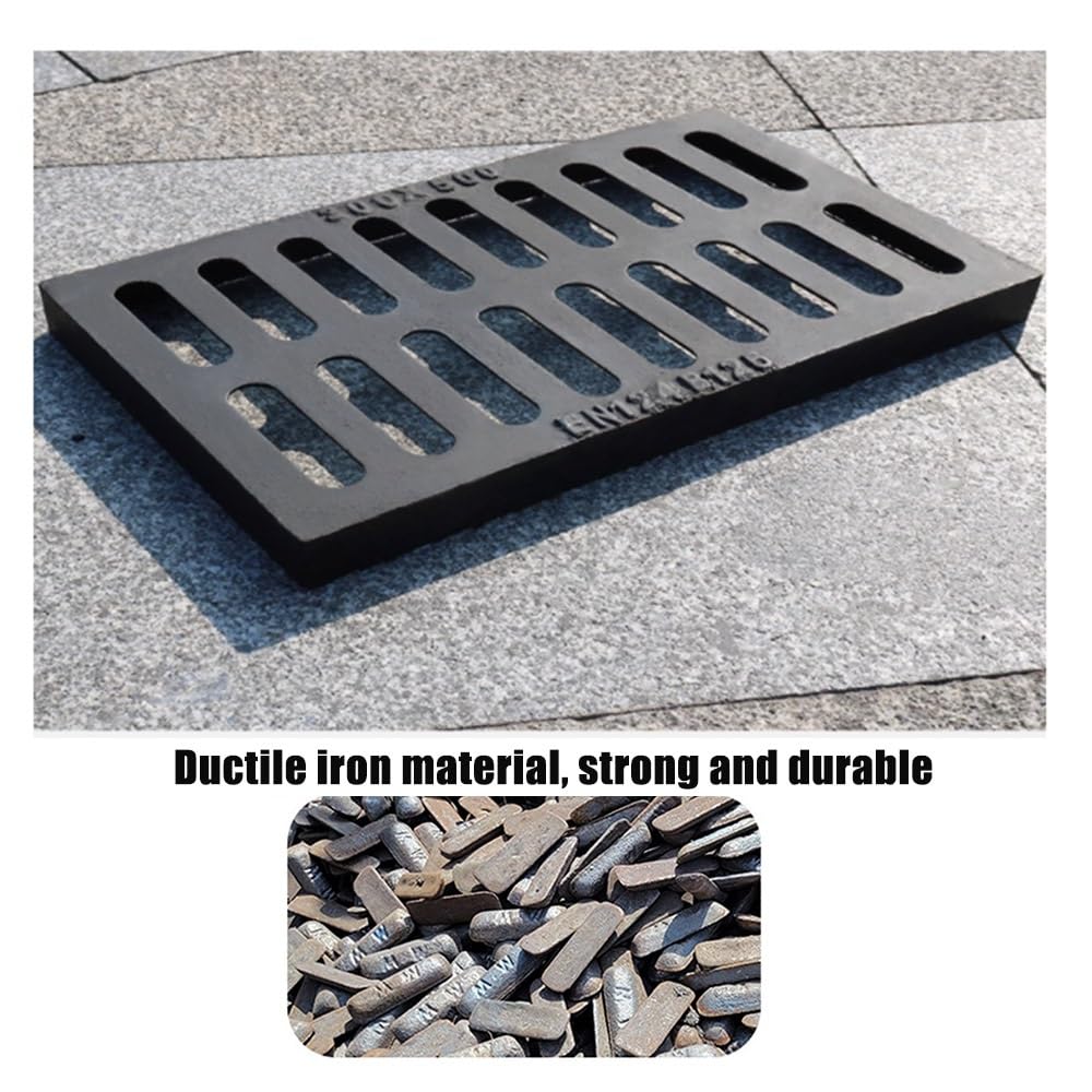 Metal Rejilla De Drenaje De Canal Para Exteriores 50x20cm 40x60cm Cubierta De Drenaje De Hierro Fundido Rejilla De Alcantarillado Resistente Rectangular(250x500x30mm)