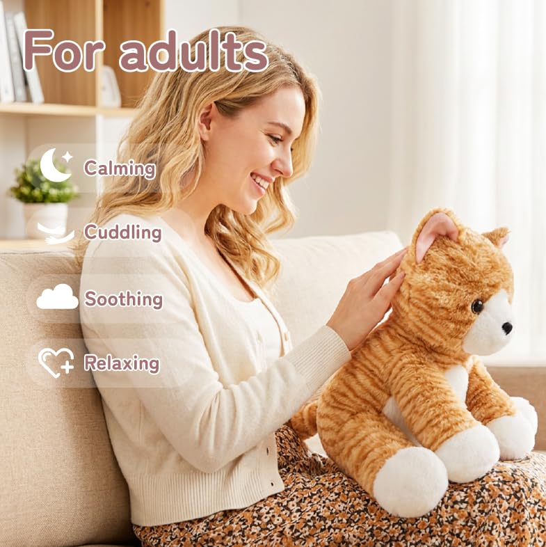 Image of Niuniu Daddy Orange Tabby Weighted Stuffed Animals, Plush Pillow for Kids