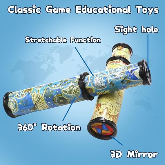 Anyumocz 2 Pcs Magic Kaleidoscope,Old World Kaleidoscope Classic Toys,Stretchable Long Classic Kaleidoscope Toy for Boys and Girls Gifts,Children Toys(Two Colors)