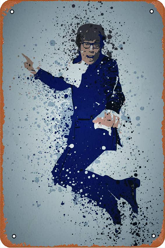 Yeah Baby! Splatter effect, Austin Powers Pop Culture Splatter Vintage Metal Tin Signs Retro Plaques Artwork Wall Cave Bedroom House Home Living Room Decor Decoration Gifts 8x12 Inch
