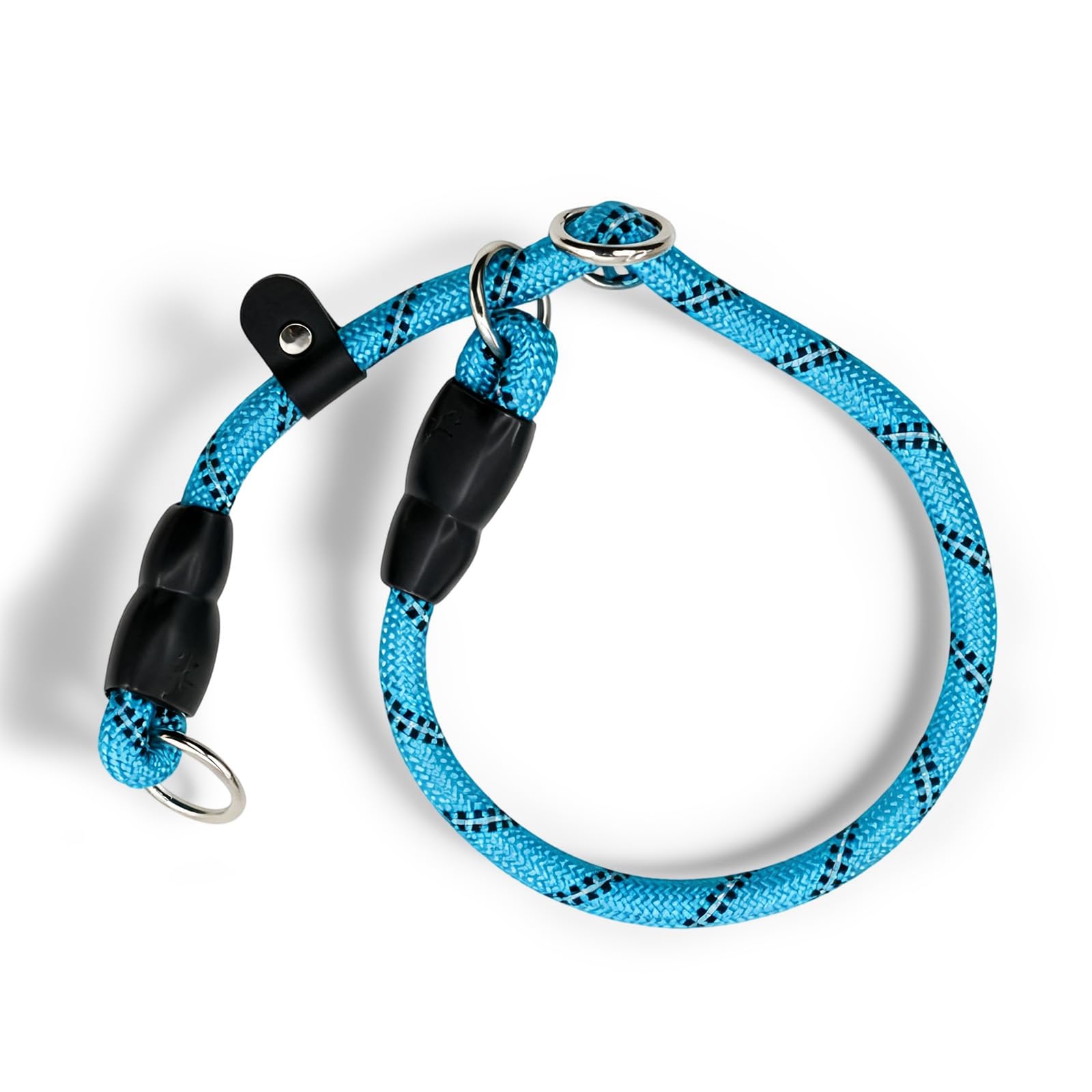Ztolbriy Dog Slip Collar, Slip Lead for Dogs, Martingale Collar with Adjustable Stopper & Slidable Stop Ring, for Medium Dogs (M(1/3") - 18" Long, Blue)