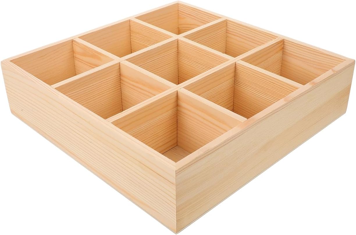 SECFOU Wooden Tea and Coffee Organizer Box with Compartments for Tea Bags Sugar Packets and Spice Pouches Storage for Home and Office Use