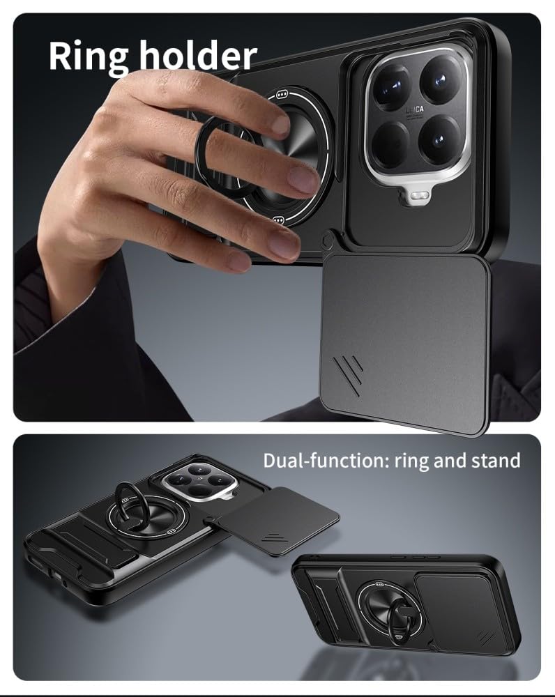 Generic Funda compatible con Xiaomi Poco F6 5G (color: azul), parte trasera dura, de silicona dura, a prueba de golpes, cubierta de lente deslizante