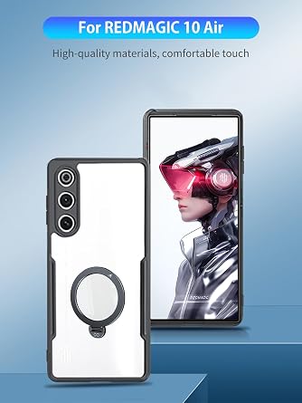 Case for REDMAGIC 10 Air,NOUKAJU Magnetic type Protective Case,Stand Function,Adjustable Bracket,Anti-Drop, Shock-Absorbing,Comprehensive Protection,Protective Cover for RED MAGIC 10 Air(Clear-Black)