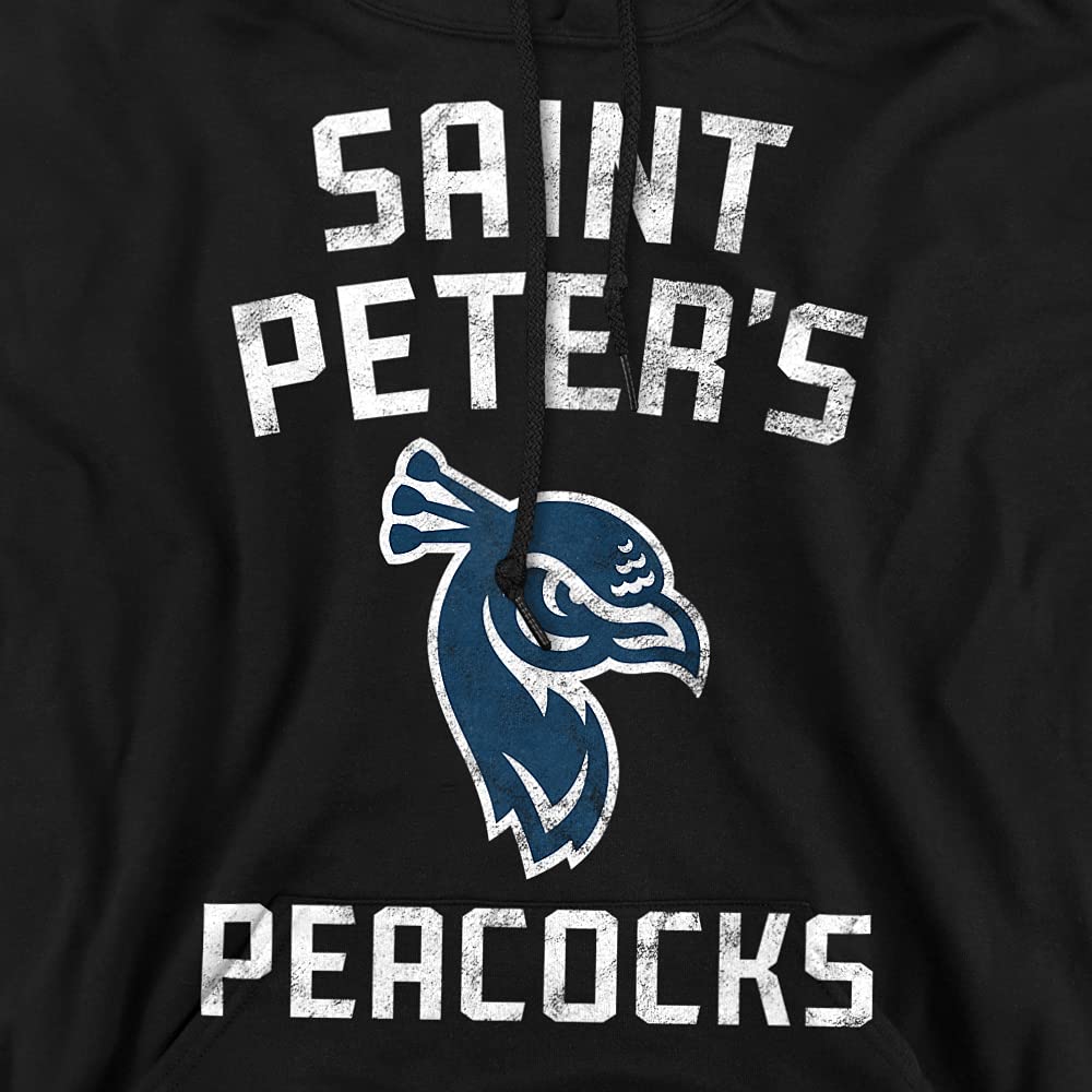 Saint Peters University Official Saint Peters Peacocks Logo Unisex Adult Pull-Over Hoodie,Black, Medium